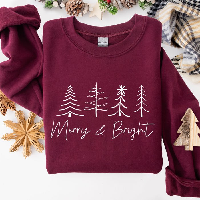 Merry And Bright Christmas Minimalist Winter Snow Santa Xmas Holiday Cozy Sweatshirt