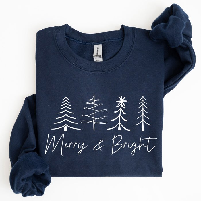 Merry And Bright Christmas Minimalist Winter Snow Santa Xmas Holiday Cozy Sweatshirt