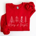 XL Red Merry And Bright Christmas Minimalist Winter Snow Santa Xmas Holiday Cozy Sweatshirt