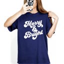 XXXL Navy Merry and Bright Classic Christmas Winter Santa Xmas Nostalgia Print Comfort Colors Tee
