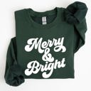 XXL Forest Green Merry And Bright Classic Christmas Winter Santa Xmas Cozy Fleece Lined Sweatshirt