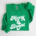 Large Irish Bright Green Merry And Bright Classic Christmas Winter Santa Xmas Cozy Fleece Lined Sweatshirt