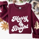 XXL Maroon Merry And Bright Classic Christmas Winter Santa Xmas Cozy Fleece Lined Sweatshirt
