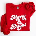 XXL Red Merry And Bright Classic Christmas Winter Santa Xmas Cozy Fleece Lined Sweatshirt