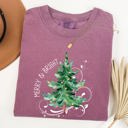 XL Berry Red Merry And Bright Christmas Tree With Ornaments And Santa In Winter Comfort Colors Tee