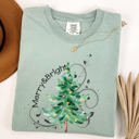  Merry And Bright Colorful Christmas Tree Swirls Santa Xmas Holiday Cheer Comfort Colors Tee