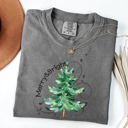 Merry And Bright Colorful Christmas Tree Swirls Santa Xmas Holiday Cheer Comfort Colors Tee