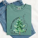 XL Light Green Merry And Bright Colorful Christmas Tree Swirls Santa Xmas Holiday Cheer Comfort Colors Tee