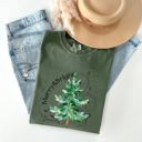 XXXL Moss Dark Green Merry And Bright Colorful Christmas Tree Swirls Santa Xmas Holiday Cheer Comfort Colors Tee