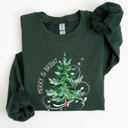XXL Forest Green Merry And Bright Colorful Christmas Tree Swirls Santa Holiday Winter Xmas Sweatshirt
