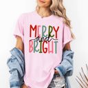XXL Blossom Light Pink Merry And Bright Colorful Christmas Winter Santa Claus North Pole Holiday Cheer For Everyone Comfort Colors Tee