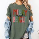 XXL Moss Dark Green Merry And Bright Colorful Christmas Winter Santa Claus North Pole Holiday Cheer For Everyone Comfort Colors Tee