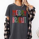 XXXL Pepper Dark Gray Merry And Bright Colorful Christmas Winter Santa Claus North Pole Holiday Cheer For Everyone Comfort Colors Tee