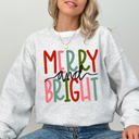 Small Ash Light Gray Merry And Bright Colorful Christmas Winter Santa Xmas Festive Holiday Cheer Sweatshirt