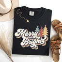 XL Black Merry And Bright Colorful Retro Christmas Santa Winter Edition Comfort Colors Tee