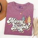 Large Berry Red Merry And Bright Colorful Retro Christmas Santa Winter Edition Comfort Colors Tee