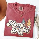 Large Crimson Red Merry And Bright Colorful Retro Christmas Santa Winter Edition Comfort Colors Tee