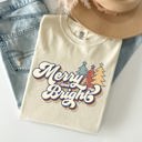 Medium Ivory Cream Merry And Bright Colorful Retro Christmas Santa Winter Edition Comfort Colors Tee