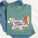 XXL Light Green Merry And Bright Colorful Retro Christmas Santa Winter Edition Comfort Colors Tee