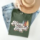 XL Moss Dark Green Merry And Bright Colorful Retro Christmas Santa Winter Edition Comfort Colors Tee