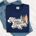 XXXL Navy Merry And Bright Colorful Retro Christmas Santa Winter Edition Comfort Colors Tee