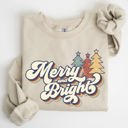  Merry And Bright Colorful Retro Santa Christmas Winter Holiday Festive Sweatshirt