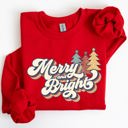 XXXL Red Merry And Bright Colorful Retro Santa Christmas Winter Holiday Festive Sweatshirt