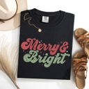 XL Black Merry And Bright Red And Green Christmas Winter Xmas Theme With Classic Holiday Charm Comfort Colors Tee