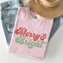 XL Blossom Light Pink Merry And Bright Red And Green Christmas Winter Xmas Theme With Classic Holiday Charm Comfort Colors Tee