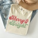 XXL Ivory Cream Merry And Bright Red And Green Christmas Winter Xmas Theme With Classic Holiday Charm Comfort Colors Tee
