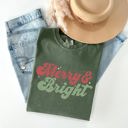 Medium Moss Dark Green Merry And Bright Red And Green Christmas Winter Xmas Theme With Classic Holiday Charm Comfort Colors Tee
