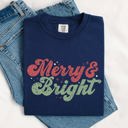 Medium Navy Merry And Bright Red And Green Christmas Winter Xmas Theme With Classic Holiday Charm Comfort Colors Tee