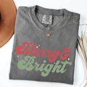 XXXL Pepper Dark Gray Merry And Bright Red And Green Christmas Winter Xmas Theme With Classic Holiday Charm Comfort Colors Tee