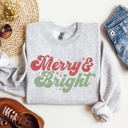 XXL Ash Light Gray Merry And Bright Christmas Red And Green Holiday Cheer Cozy Fleece Print Sweatshirt