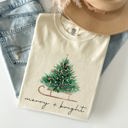 XXXL Ivory Cream Merry And Bright Sleigh And Christmas Tree Winter Scene Holiday Edition Comfort Colors Tee