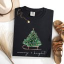 XXXL Black Merry And Bright Sleigh And Christmas Tree Winter Scene Holiday Edition Comfort Colors Tee