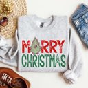 Medium Ash Light Gray Merry Christmas Tree Vintage Retro Santa Xmas Whimsical Holiday Charm Classic Nordic Snowy Night Sweatshirt