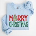 Large Light Blue Merry Christmas Tree Vintage Retro Santa Xmas Whimsical Holiday Charm Classic Nordic Snowy Night Sweatshirt