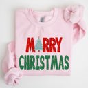 XXXL Light Pink Merry Christmas Tree Vintage Retro Winter Santa Xmas Cozy Festive Holiday Cheer Family Gathering Night Sky Sweatshirt