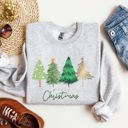 XXL Ash Light Gray Merry Christmas Trees Minimalist Classic Winter Santa Xmas Festive Holiday Decor Artwork Sweatshirt