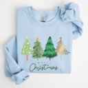 Small Light Blue Merry Christmas Trees Minimalist Classic Winter Santa Xmas Festive Holiday Decor Artwork Sweatshirt