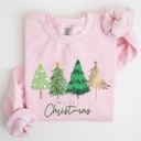 Medium Light Pink Merry Christmas Trees Minimalist Classic Winter Santa Xmas Festive Holiday Decor Artwork Sweatshirt