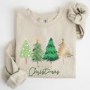 Small Sand Merry Christmas Trees Minimalist Classic Winter Santa Xmas Festive Holiday Decor Artwork Sweatshirt