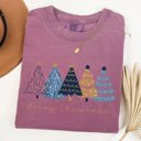 Large Berry Red Merry Christmas Trees Winter Scene Gold Snow Santa Xmas Holiday Edition Comfort Colors Tee