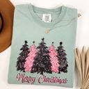 XXL Bay Light Sage Merry Christmas Trees Winter Snow Santa Xmas Holiday Scene And Festive Decor Collection Comfort Colors Tee