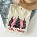 Small Ivory Cream Merry Christmas Trees Winter Snow Santa Xmas Holiday Scene And Festive Decor Collection Comfort Colors Tee
