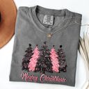 Small Pepper Dark Gray Merry Christmas Trees Winter Snow Santa Xmas Holiday Scene And Festive Decor Collection Comfort Colors Tee