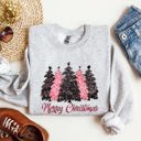 Large Ash Light Gray Merry Christmas Trees Winter Snow Santa Xmas Festive Holiday Family Cozy Scene Sweatshirt