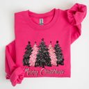 XL Heliconia Bright Pink Merry Christmas Trees Winter Snow Santa Xmas Festive Holiday Family Cozy Scene Sweatshirt