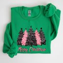 Large Irish Bright Green Merry Christmas Trees Winter Snow Santa Xmas Festive Holiday Family Cozy Scene Sweatshirt